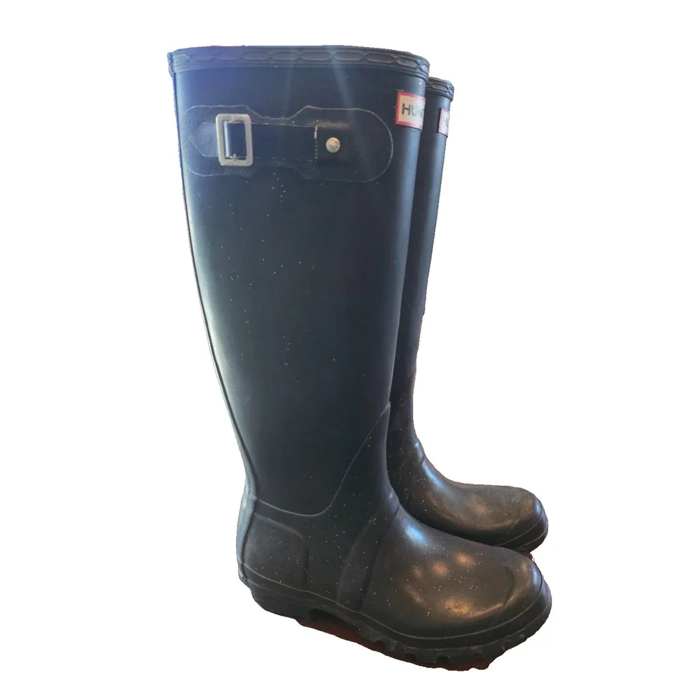 Hunter Tall Waterproof Rubber Rain Boots Women's 5 Black Outdoor Original W23572